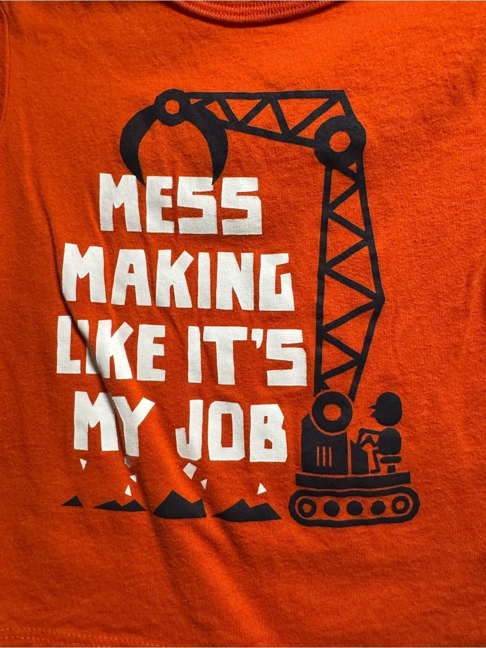 The Children's Place Orange Short Sleeve Tee with Construction Graphic